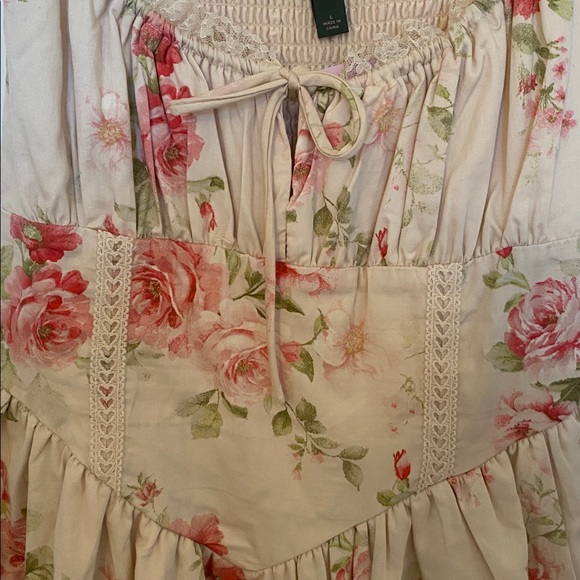 Wild Fable Floral Lace-Trimmed mini dress with corset top and wide band straps - Picture 12 of 12